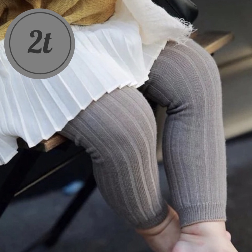 Gray footless tights - ribbed baby leggings